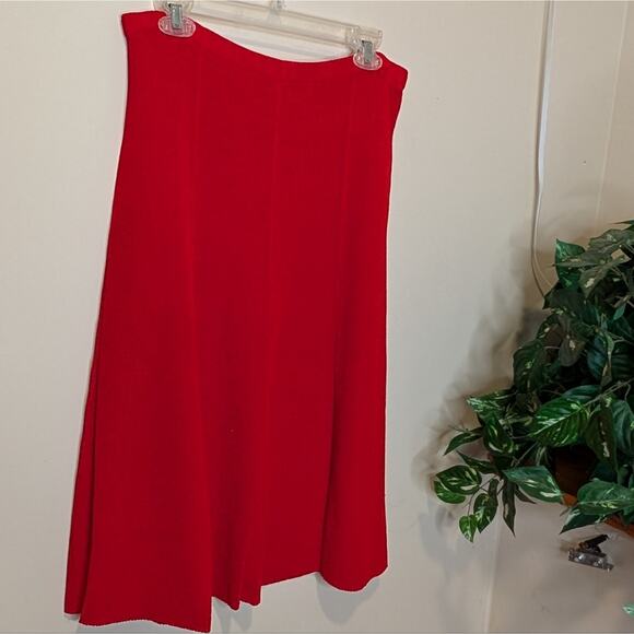 Vintage Red Pleated Sweater Skirt Size Large - Picture 1 of 8